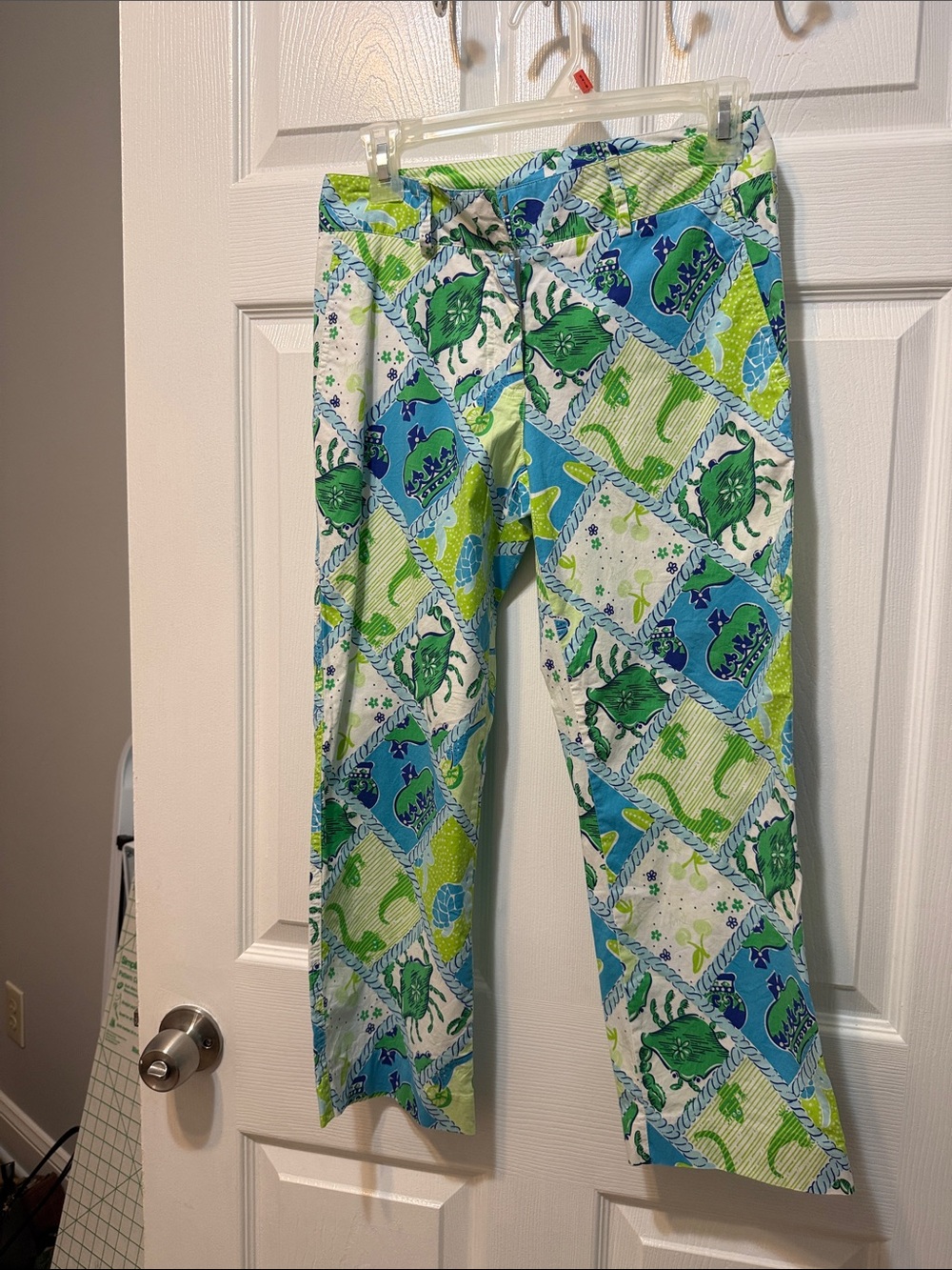 Lilly Pulitzer Green and Blue Patchwork Print Pajama Pants